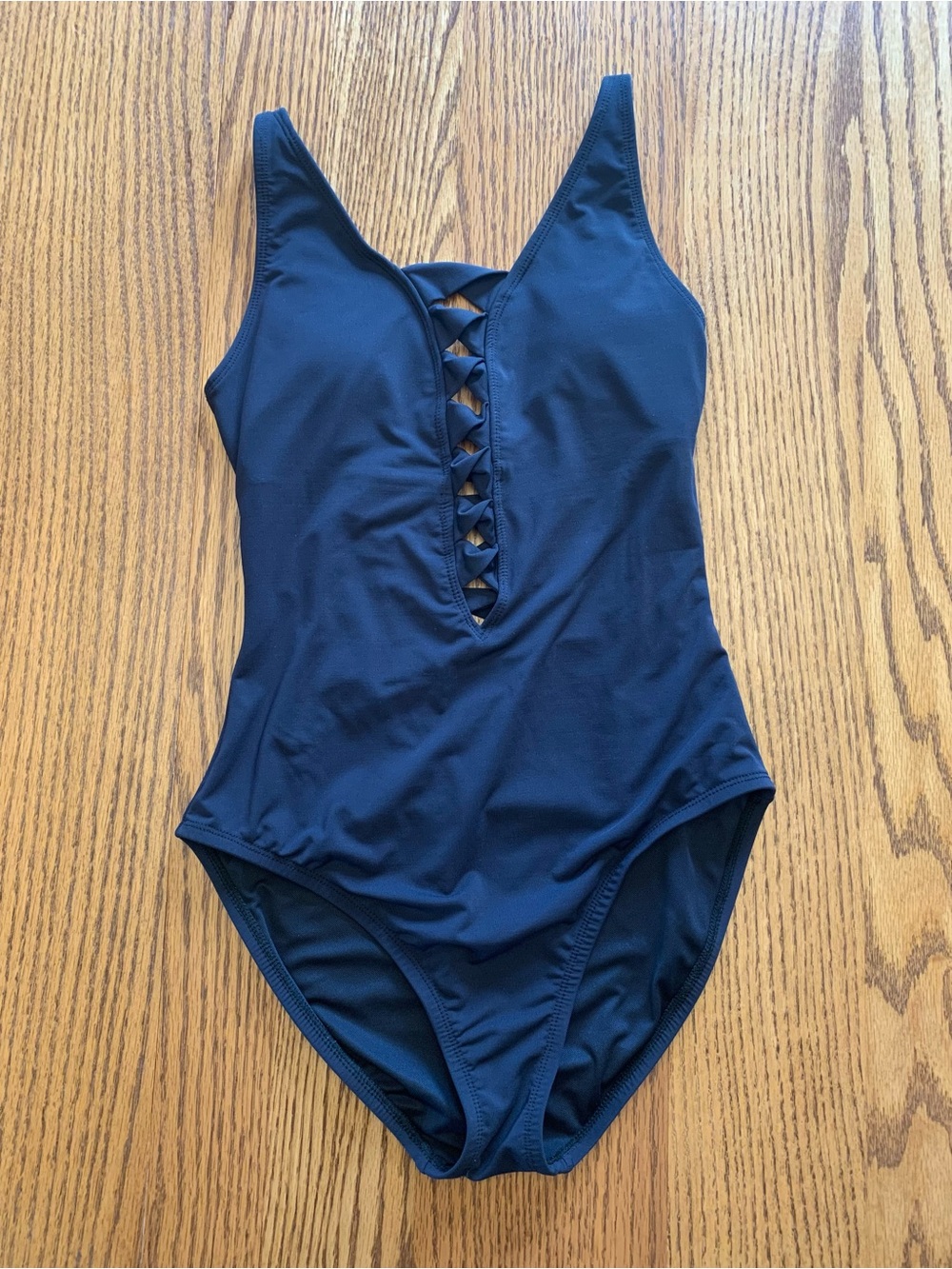 Bleu Rod Beattie Black One-Piece with Front Lattice Detail